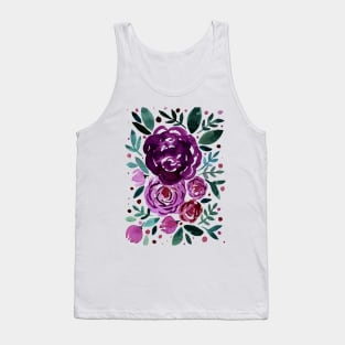 Watercolor roses bouquet - purple and green Tank Top